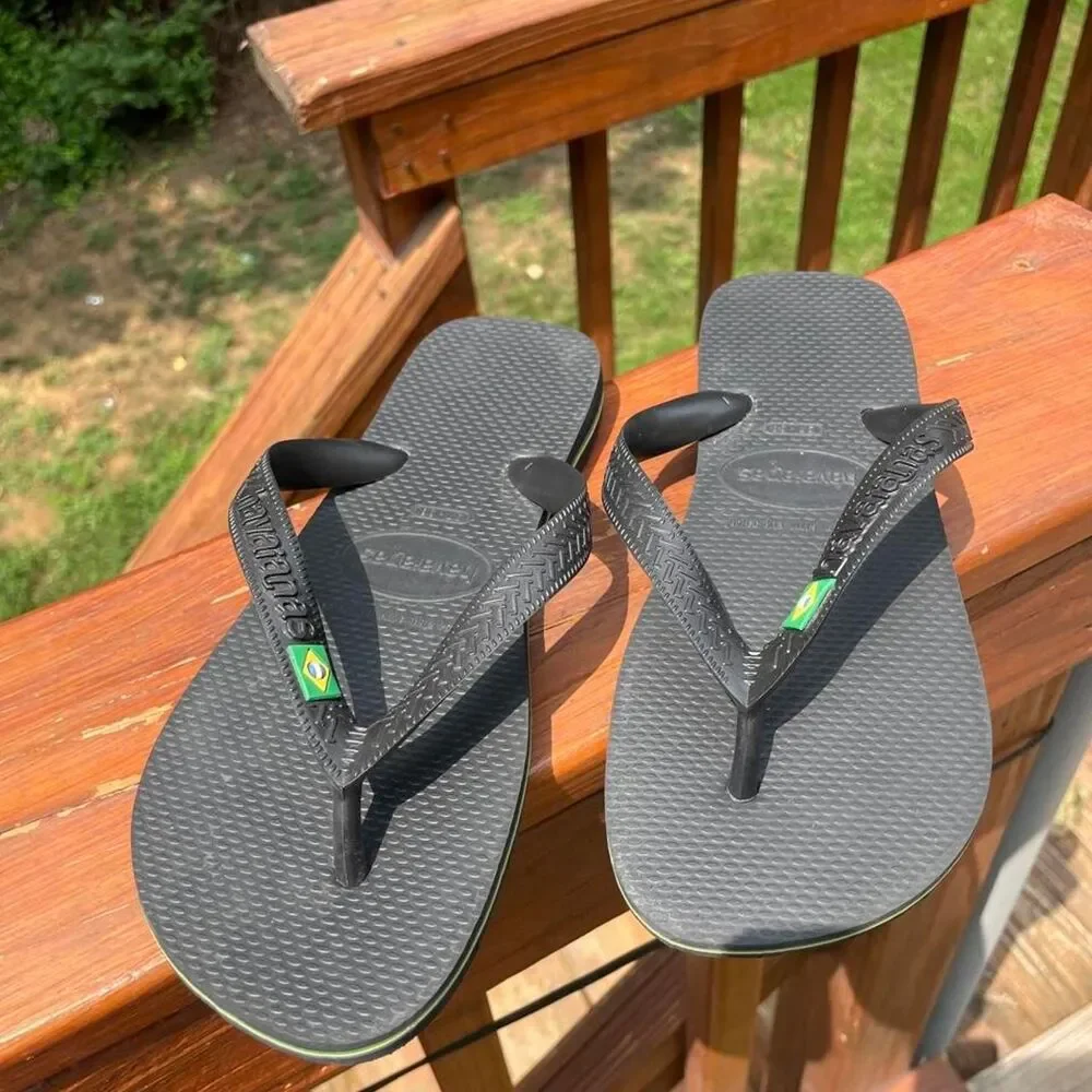 Havaianas Women's 7/8 Mens 6/7 Brazil Unisex Black Flip flops